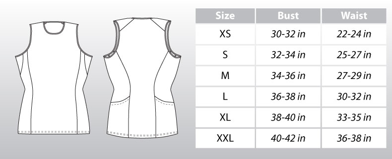 Female Tri Tank Size Chart