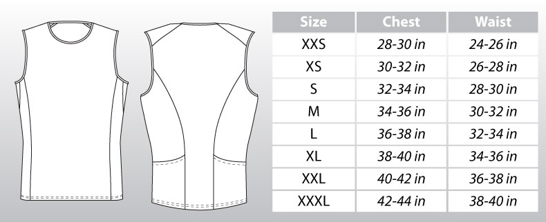 Male Tri Tank Size Chart