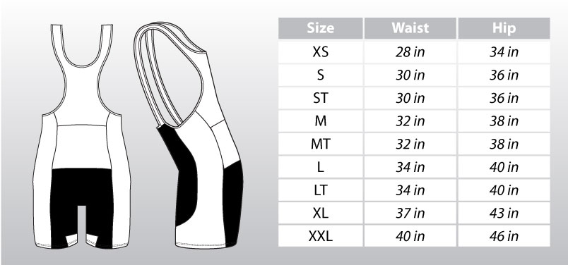 TOUR BIB SHORTS SIZING